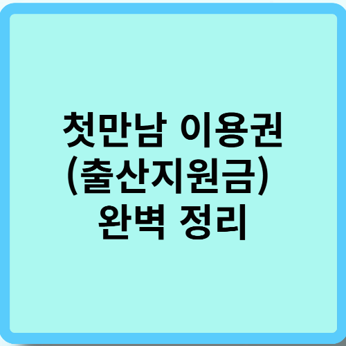 첫만남 이용권(출산지원금) 완벽 정리