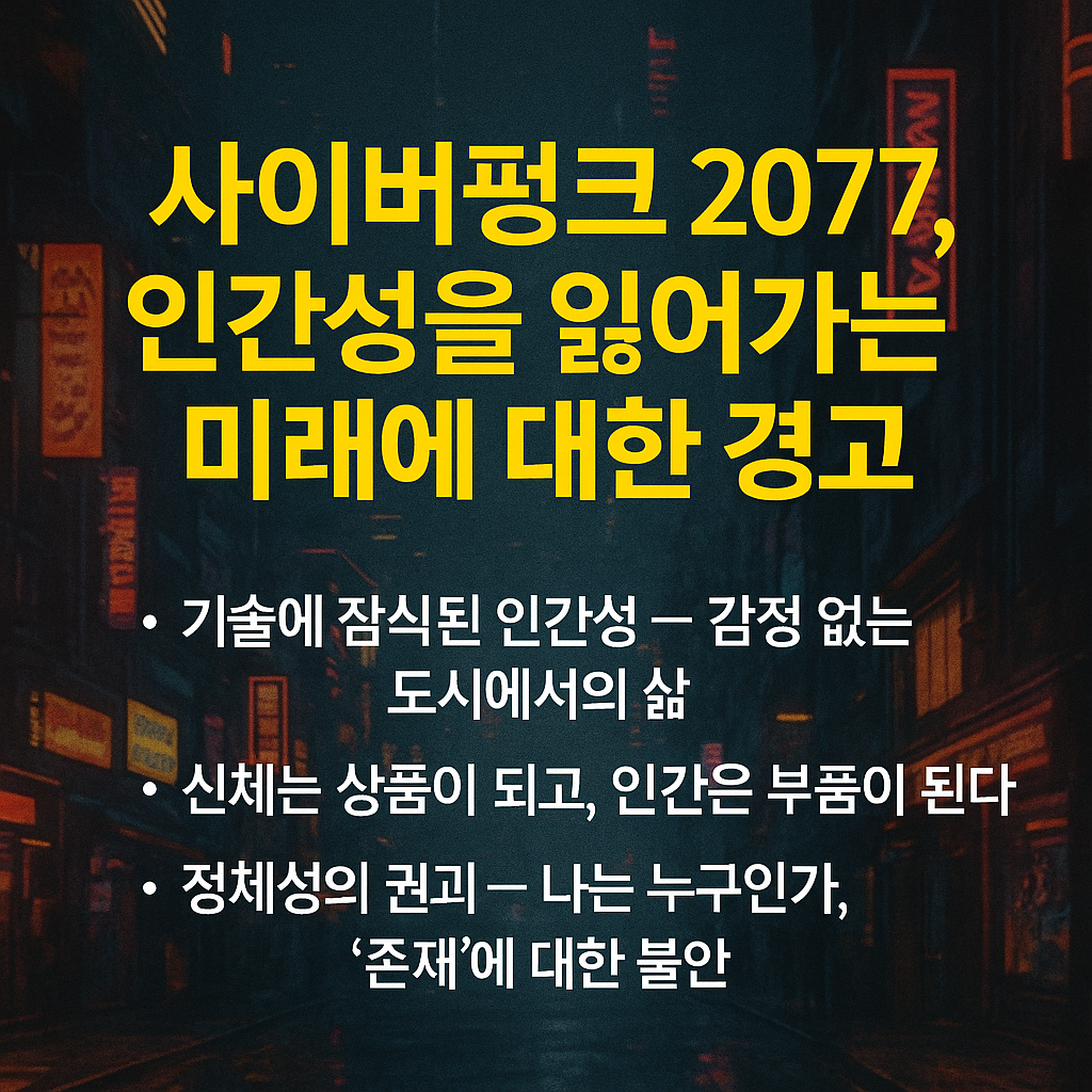 사이버펑크 2077, 인간성을 잃어가는 미래에 대한 경고