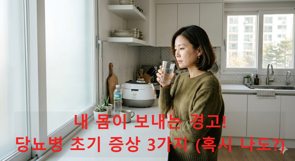 물을 마시며 건강을 체크하는 한국인의 모습, 당뇨 초기 증상 확인