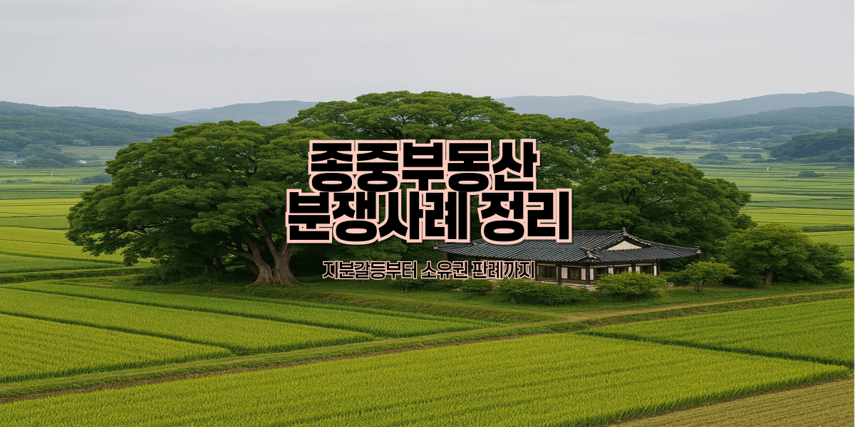 종중부동산 분쟁사례 정리｜지분갈등부터 소유권 판례까지