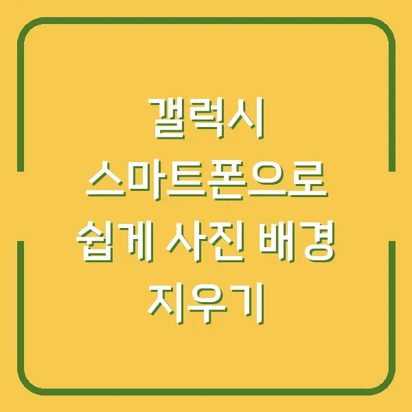 갤럭시 스마트폰으로 쉽게 사진 배경 지우기