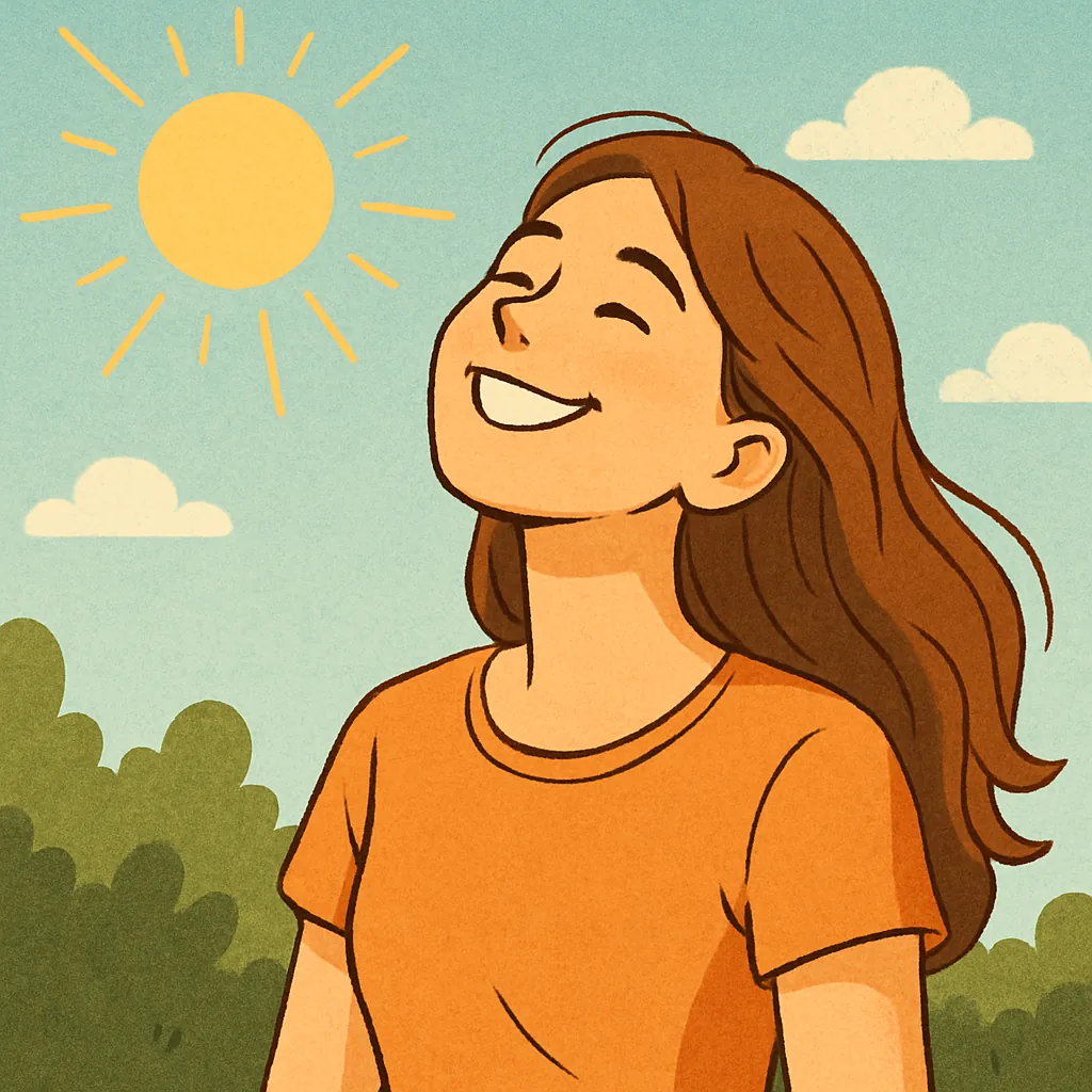 햇빛을-쬐며-기분좋게-미소-짓는-여성의-일러스트
