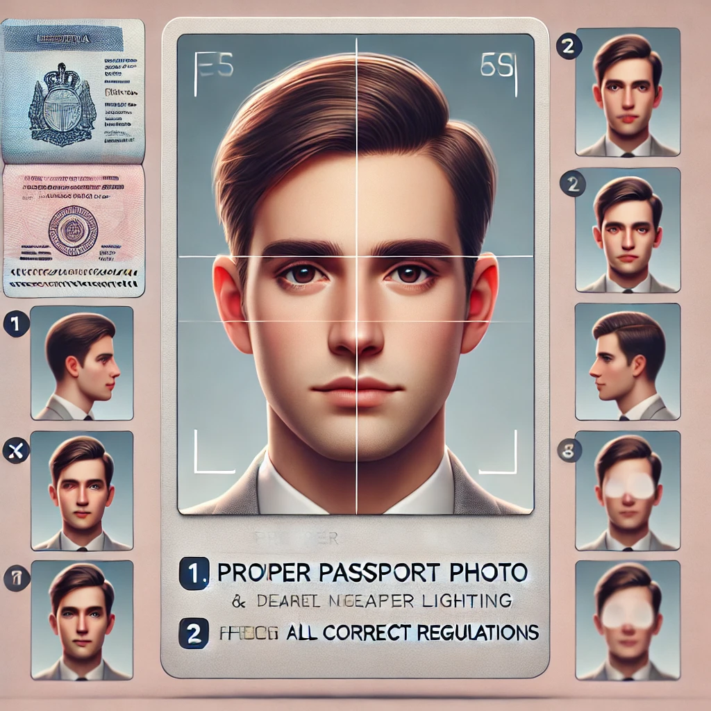 여권 사진 규정 가이드 및 주의사항 관련 그림