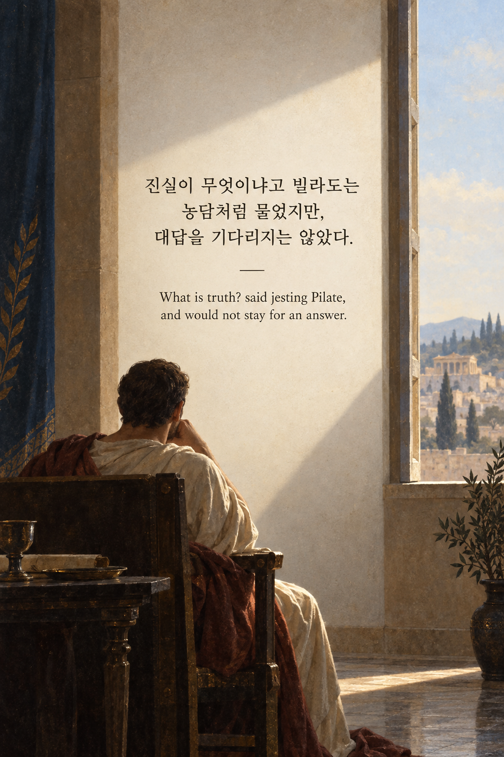 프랜시스 베이컨 명언 1 — 진실이 무엇이냐고 빌라도는 농담처럼 물었지만, 대답을 기다리지는 않았다.
