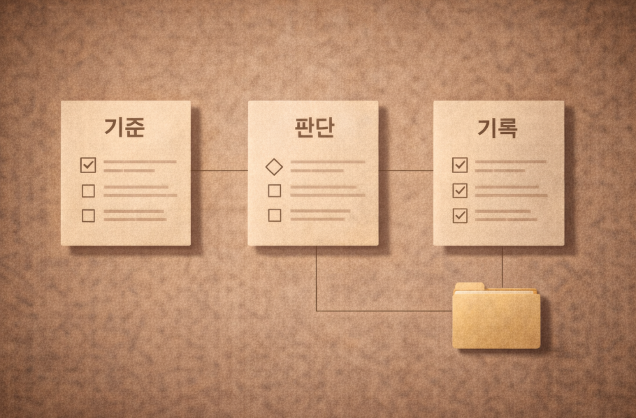 기준에 따라 글들이 연결되어 하나의 흐름을 이루는 구조 이미지