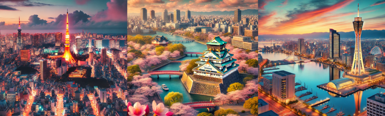 도쿄, 오사카, 후쿠오카 여행 대표 사진