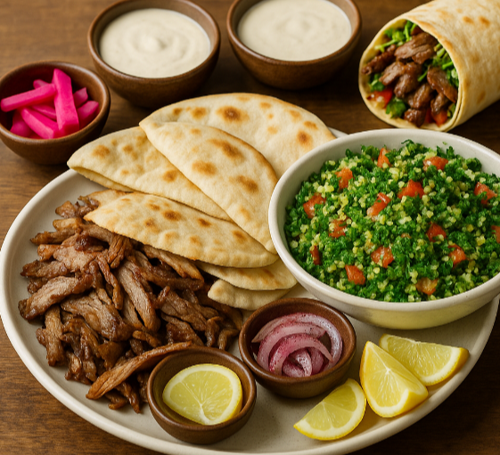 레바논 전통 음식 샤와르 마와 타불레 관련 사진