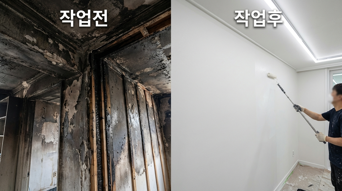 목포 화재 청소중
