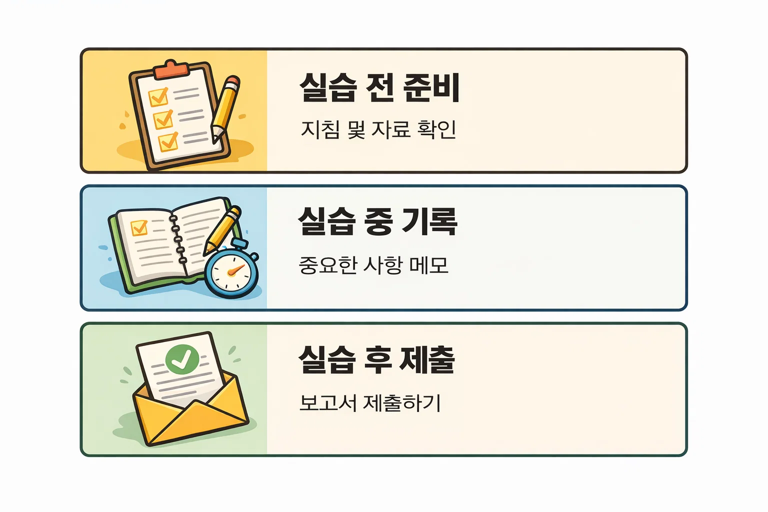 사회복지사2급 실습시간 준비를 위해 실습 전 준비 사항, 실습 중 기록 항목, 실습 후 제출 과정까지 단계별로 정리한 체크리스트 이미지