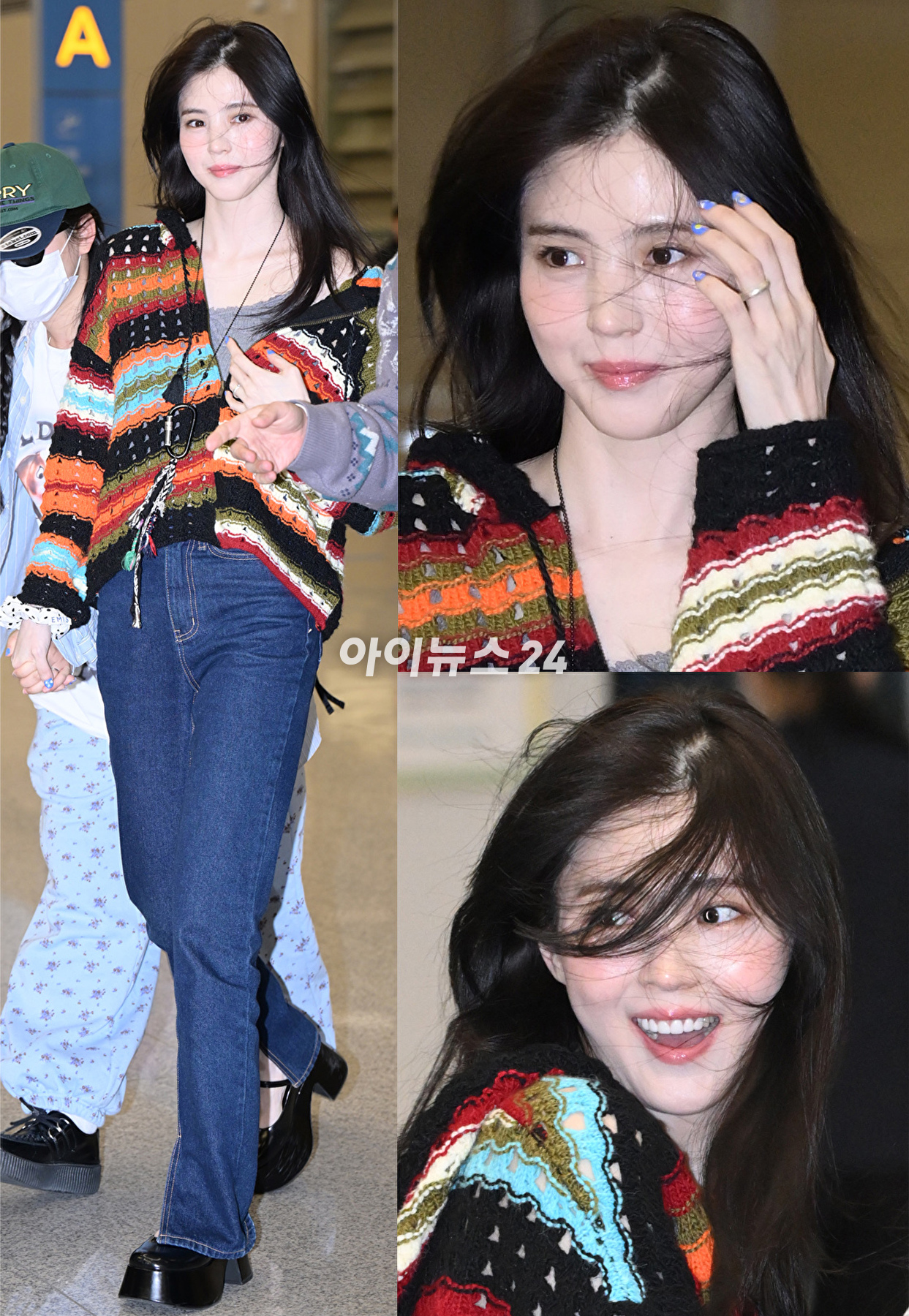 배우 한소희가 해외 일정을 마치고 18일 오후 인천국제공항을 통해 입국하고 있다. [사진=정소희 기자]