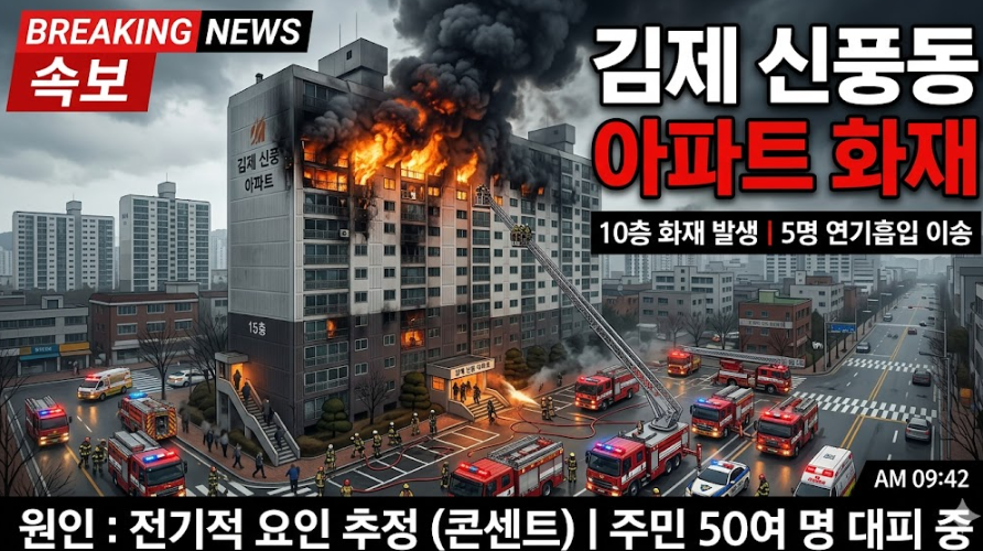 김제 신풍동 아파트 화재 원인 및 피해현황