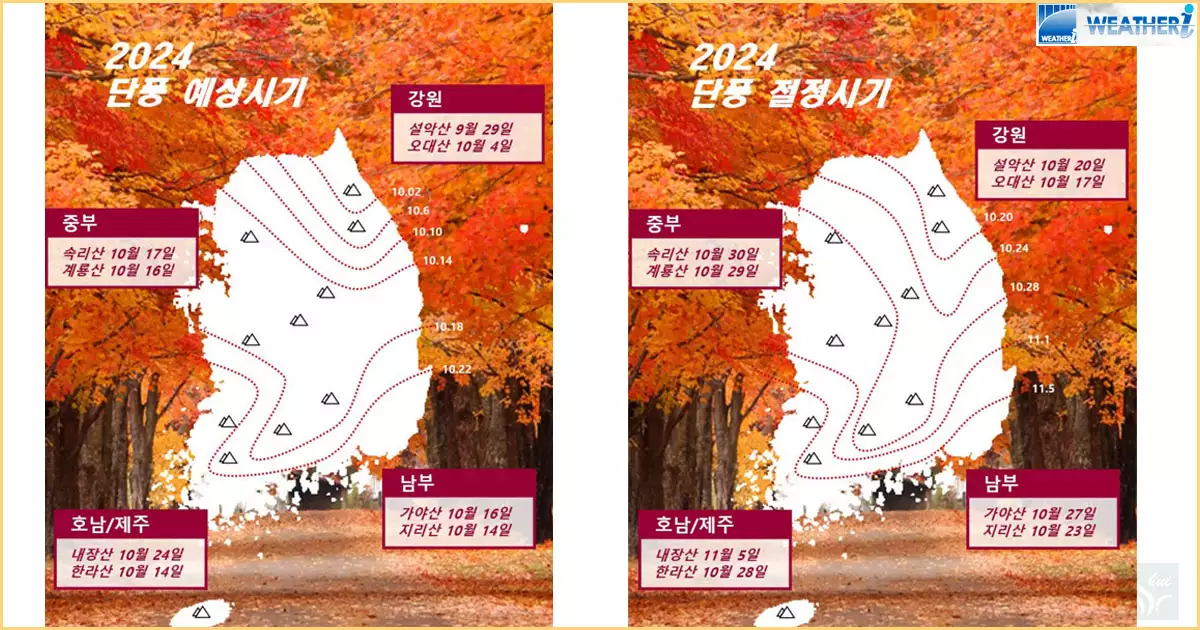 전국 단풍 절정 시기