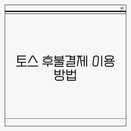 토스 후불결제 이용 방법