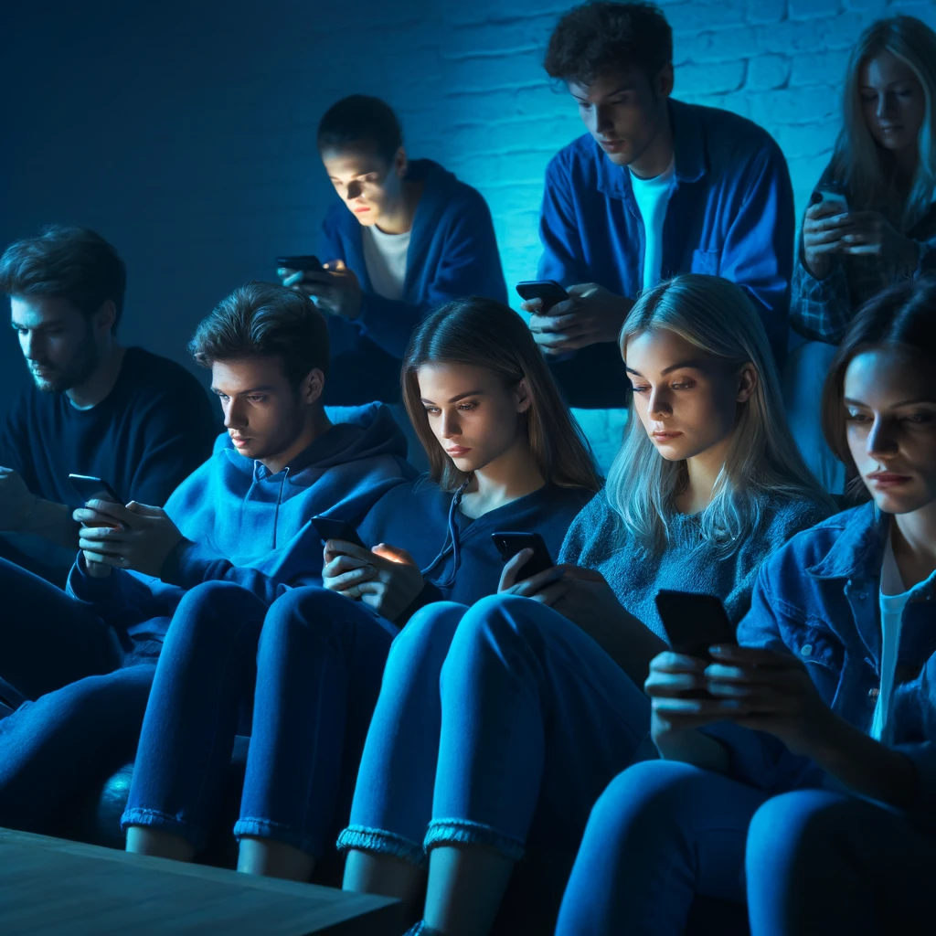 스마트폰 보는 청년들모습