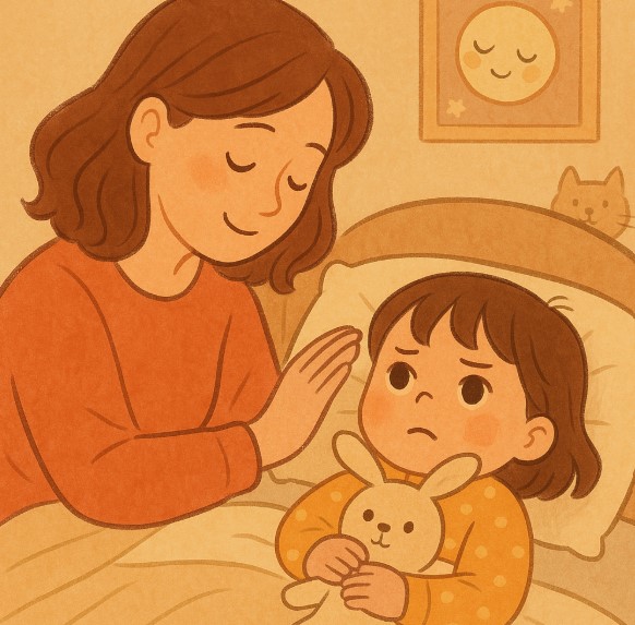 조용히 토닥이는 엄마의 따뜻한 모습