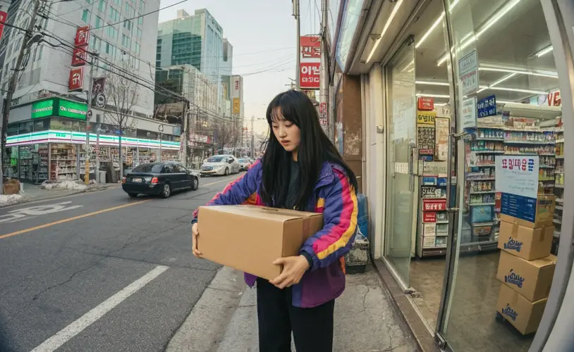 편의점 택배를 발송하려는 여성 (AI 이미지)