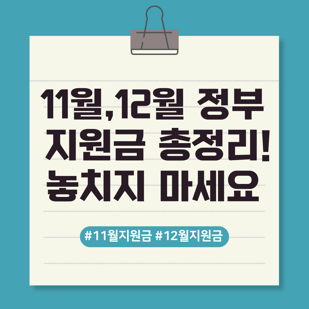 11월,12월 정부 지원금 총정리! 놓치지 마세요 텍스트 이미지