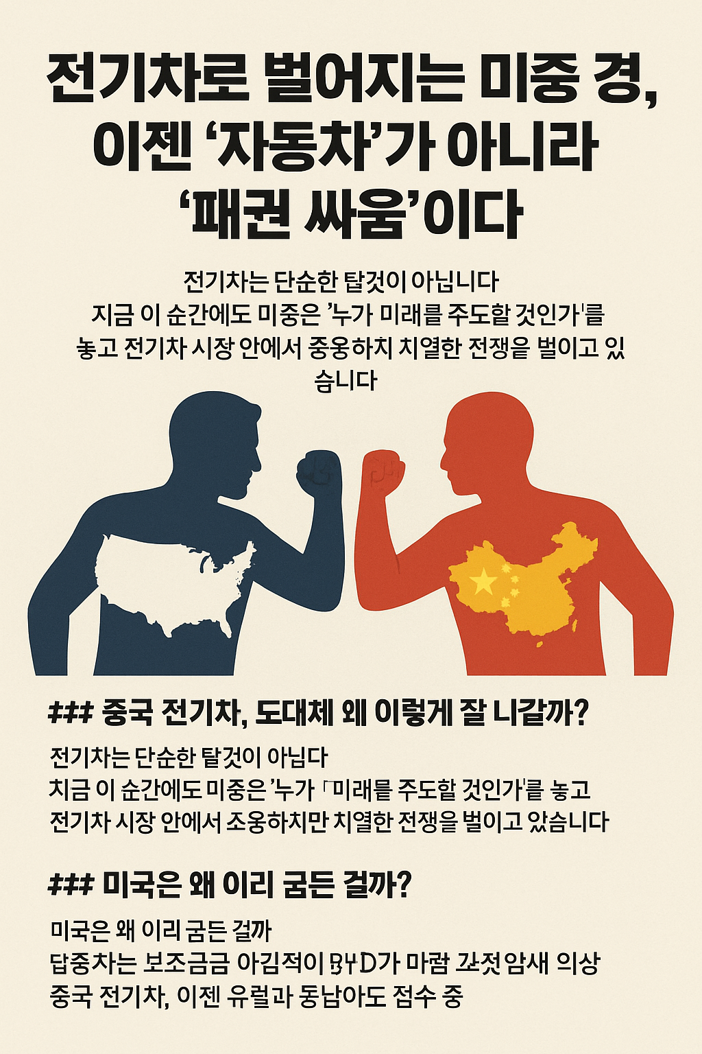미국과 중국 전기차 시장 격차, 글로벌 주도권 변화의 신호