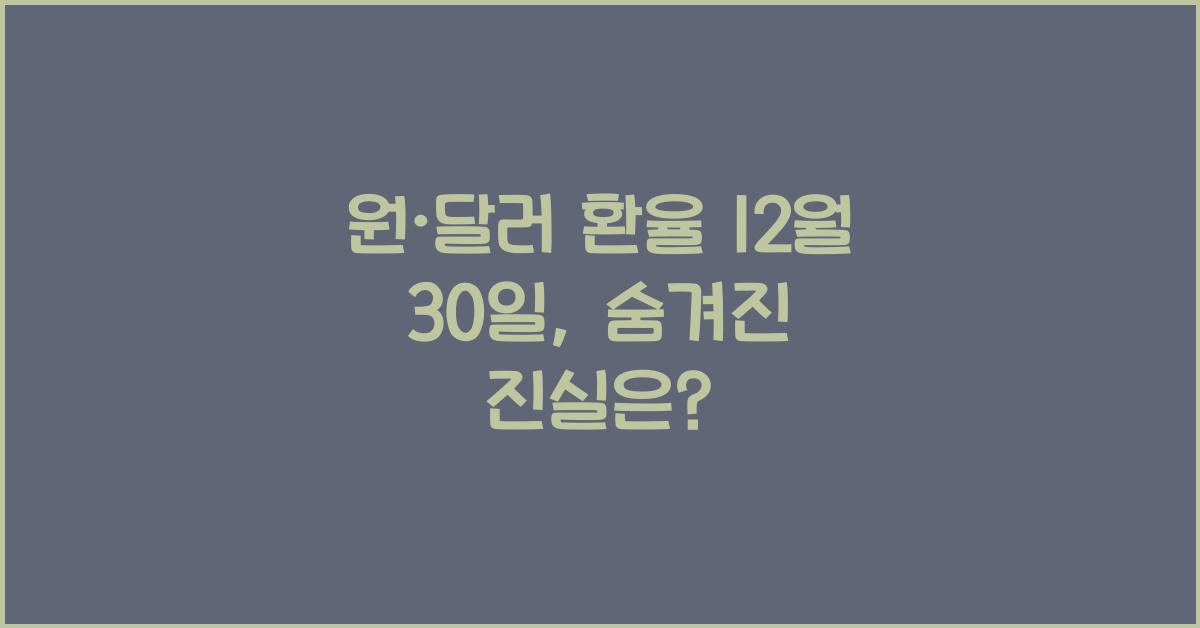 원·달러 환율 12월 30일