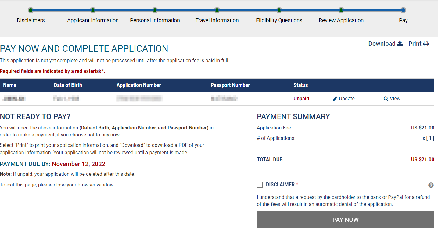 ESTA 비자 발급 방법