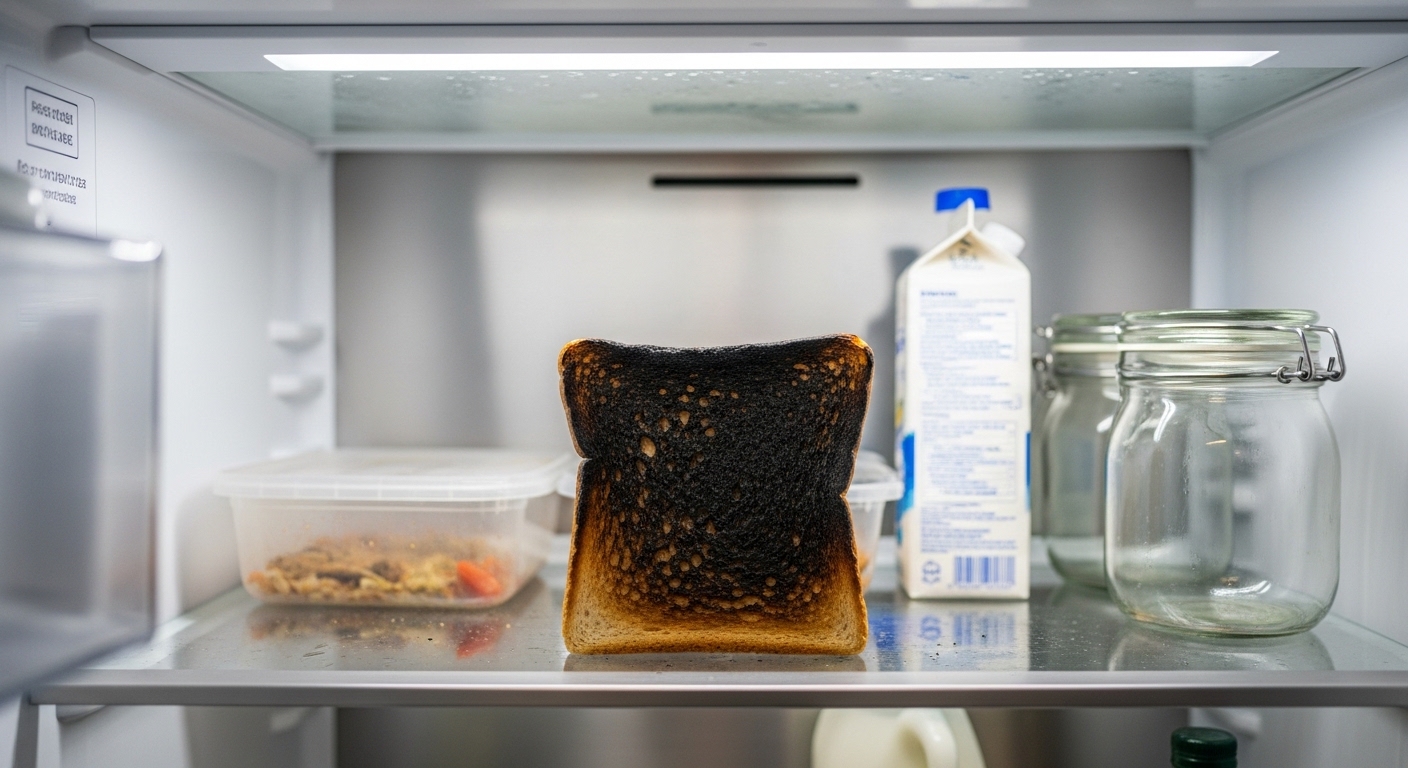 먹다 남은 소주와 태운 식빵을 활용해 냉장고 반찬 냄새를 탈취하고 살균 청소하는 방법