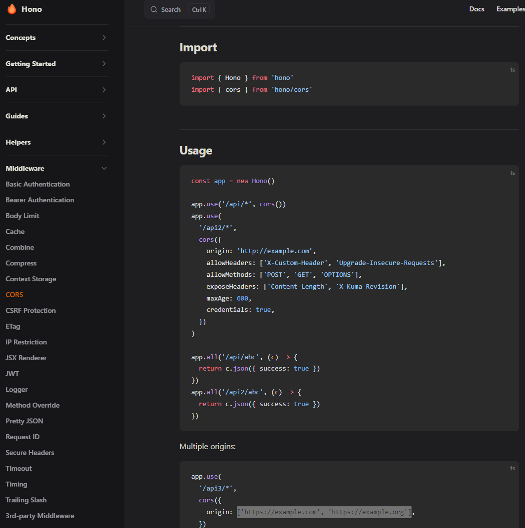 hono library docs