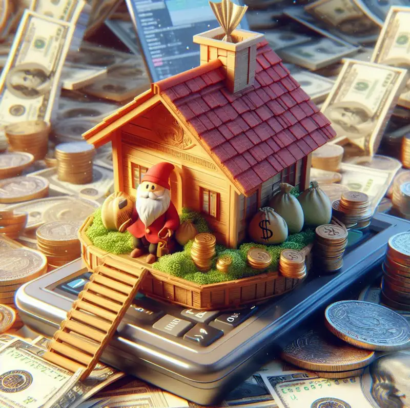 쌓여있는-돈-위에-단독주택-미니어쳐가-있는-이미지