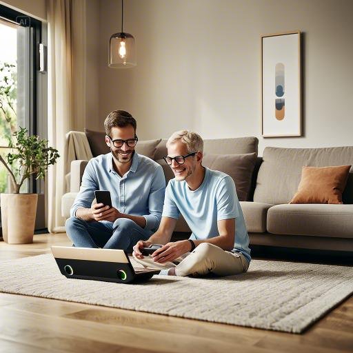 스마트홈 기술의 발전으로 시각장애인이 집에서 주거편의, 기술혁신을 즐기는 이미지