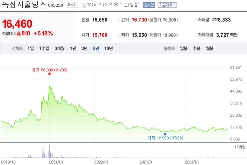 녹십자홀딩스 주가