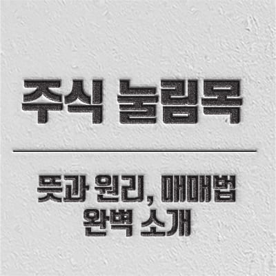 주식 눌림목 현상 소개 및 매매기법 소개