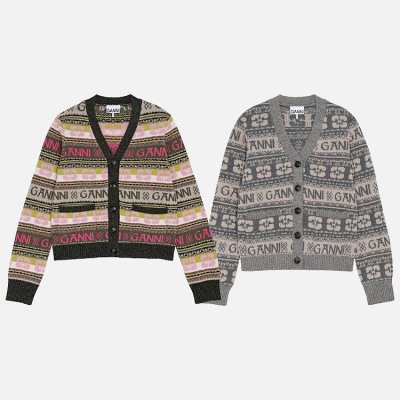 GANNI 가니 23FW 칼라마타 로고 울 카디건 K2035 861
