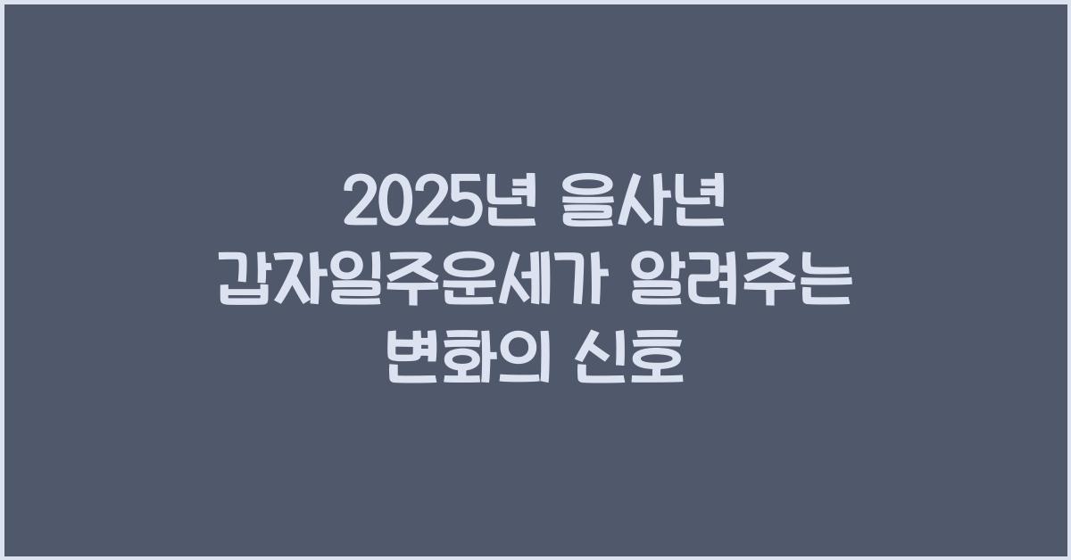 2025년 을사년 갑자일주운세