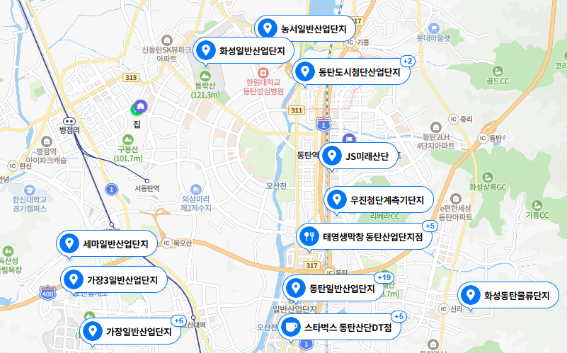 동탄역 주변 산단 위치