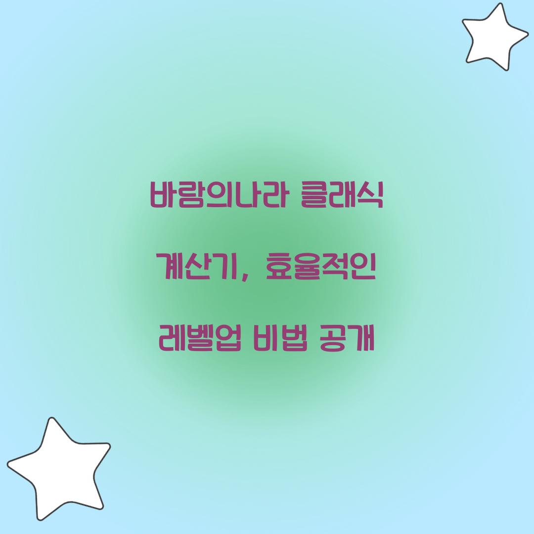 바람의나라 클래식 계산기