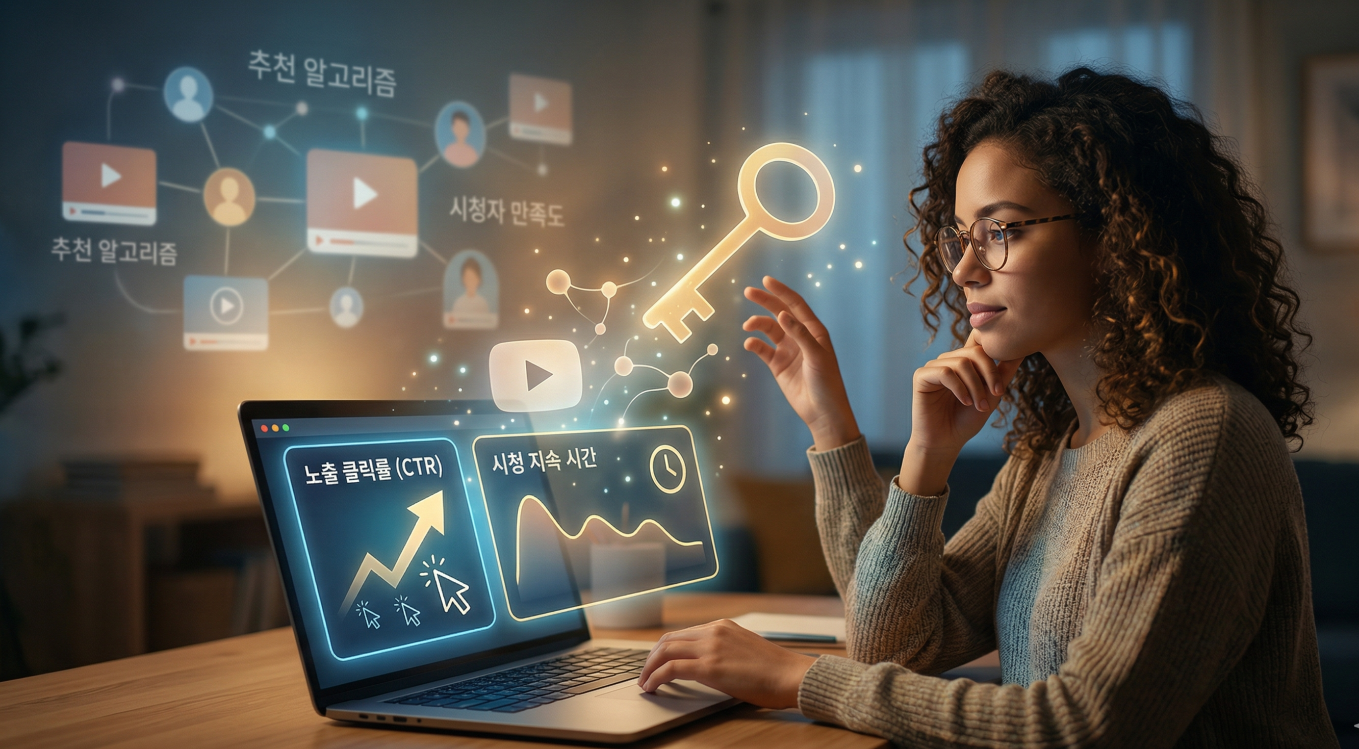 유튜브 알고리즘의 핵심 원리: 노출 클릭률(CTR)과 시청 지속 시간 관련 이미지
