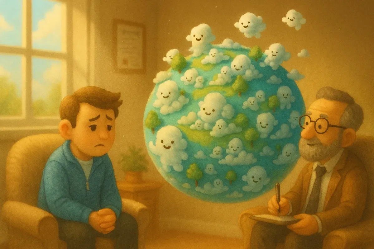 심리 상담 중인 남성과 치료사의 일러스트