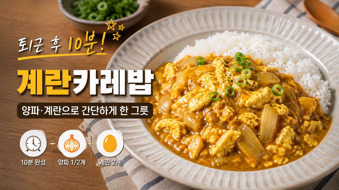 양파와 계란을 넣고 우유로 농도를 맞춘 계란카레밥