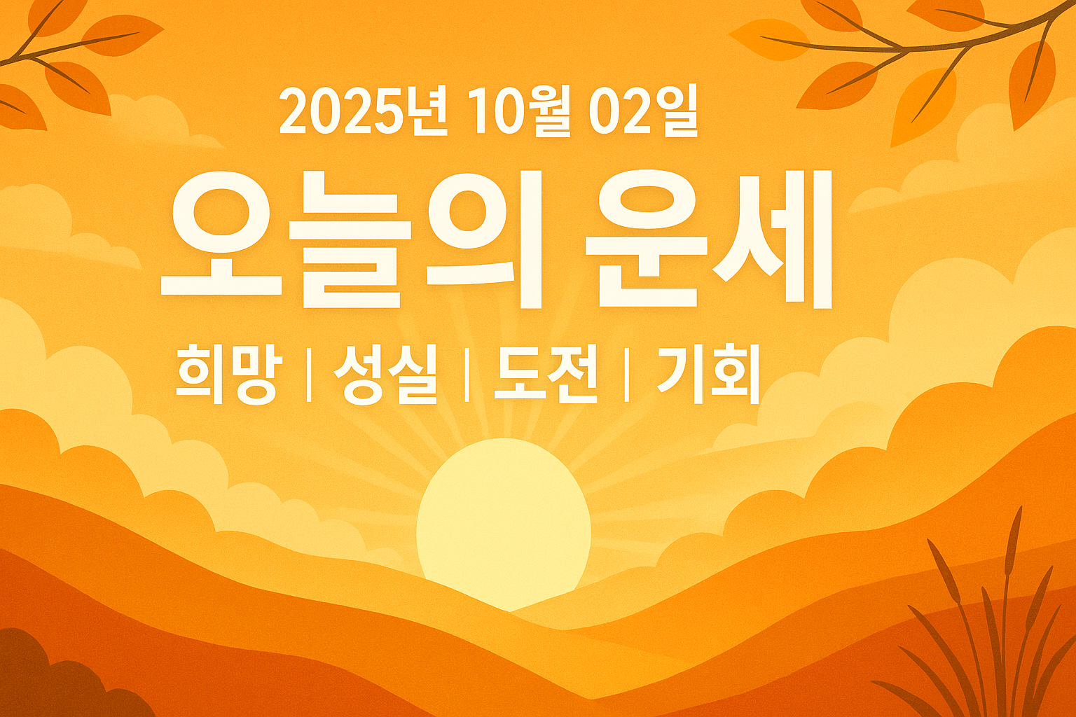 오늘의 운세 2025년 10월 02일 ｜띠별 · 별자리별 완벽해설 이미지