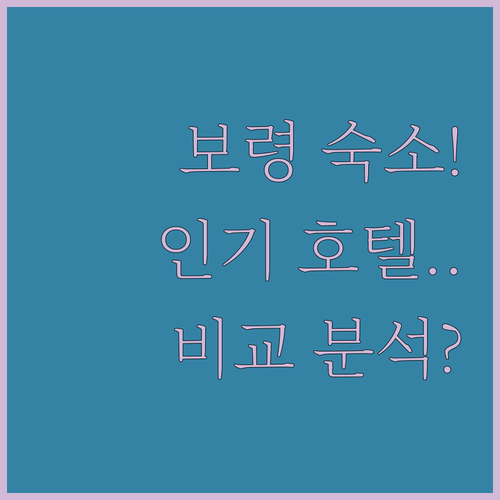 서해안 보령 숙소 비교 분석 사진과 ..