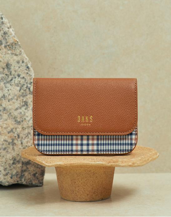 닥스 브라운 가죽배색 체크 2단 카드지갑DCHO2F968W2