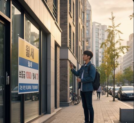 월세 정보 보고 있는 청년