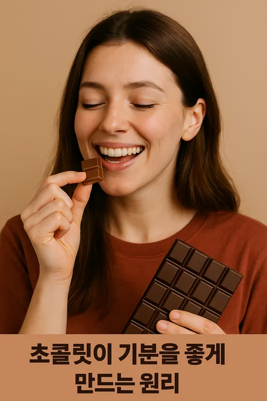 초콜릿이-기분을-좋게-만드는-과학적-원리를-시각적으로-표현한-이미지로-따뜻한-조명-아래에서-초콜릿을-즐기며-미소-짓는-사람의-모습