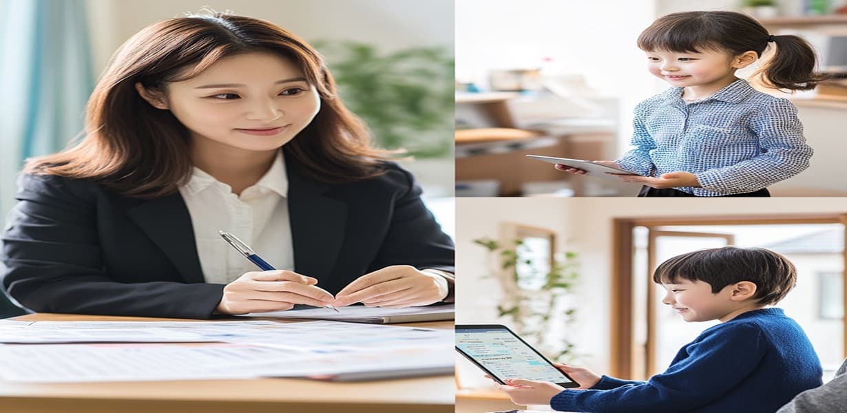 아이돌봄쿠폰 상담을 받는 어머니의 모습