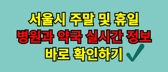 서울 주말 및 휴일 병원, 약국 실시간 진료 정보 확인하는 3가지 방법