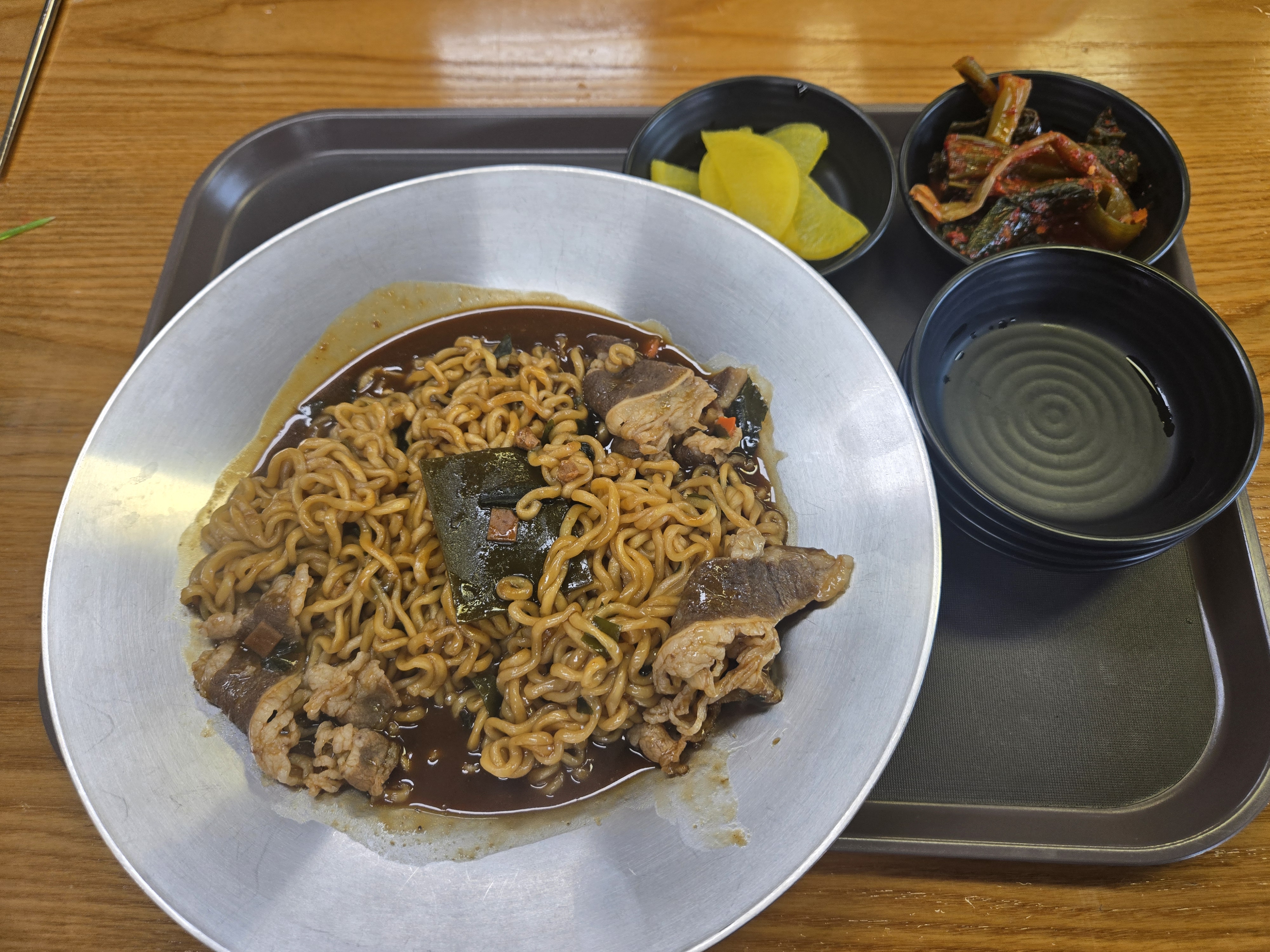 황전 휴게소 짜파구리 갓김치 조합