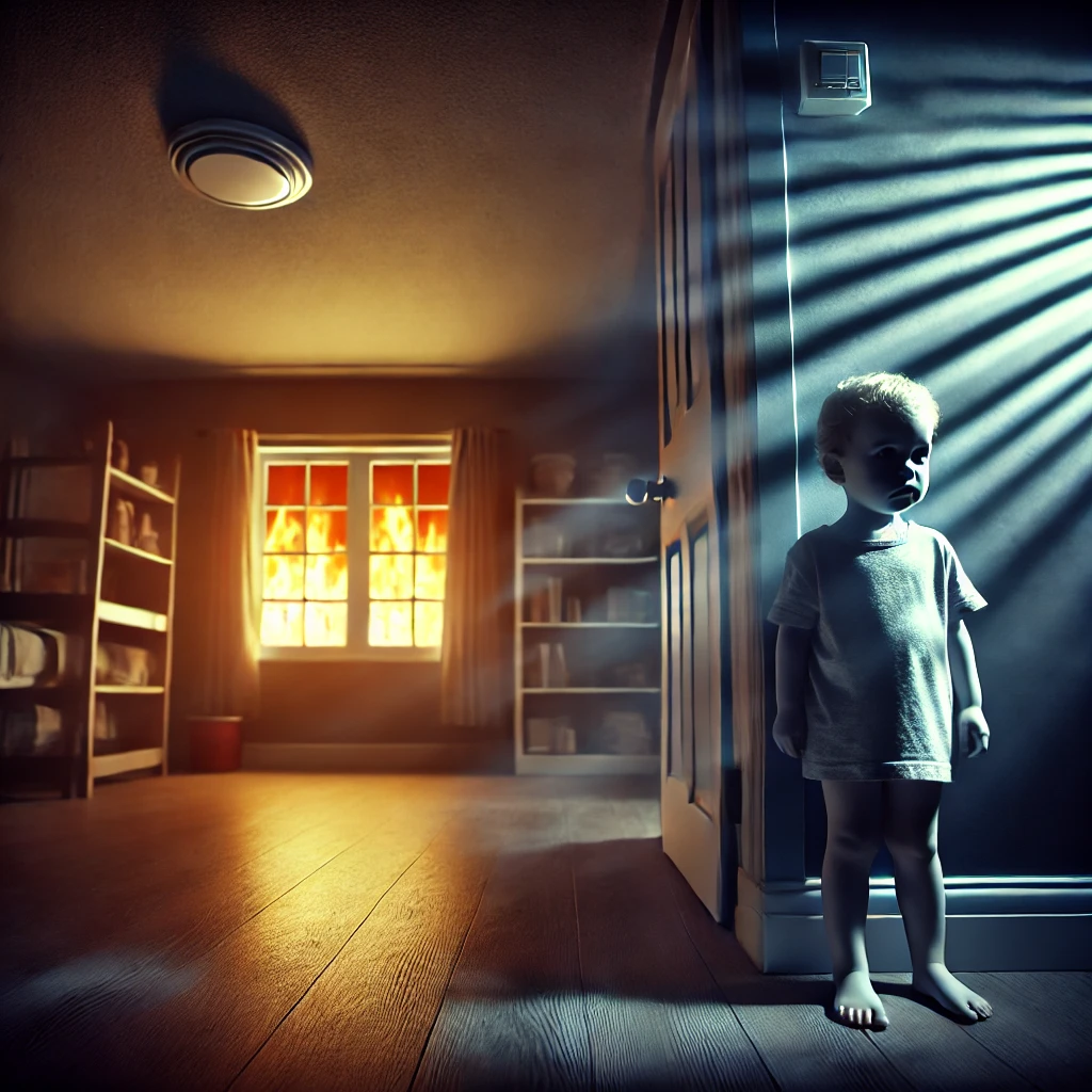 이 사진은 아동이 혼자 있는 집에 발생한 화재 관련 이미지 입니다.