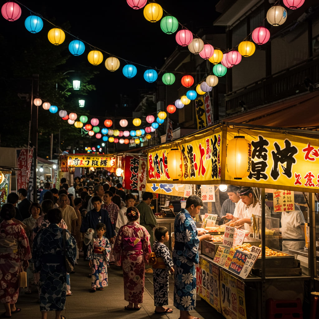 일본 여름 축제의 풍경