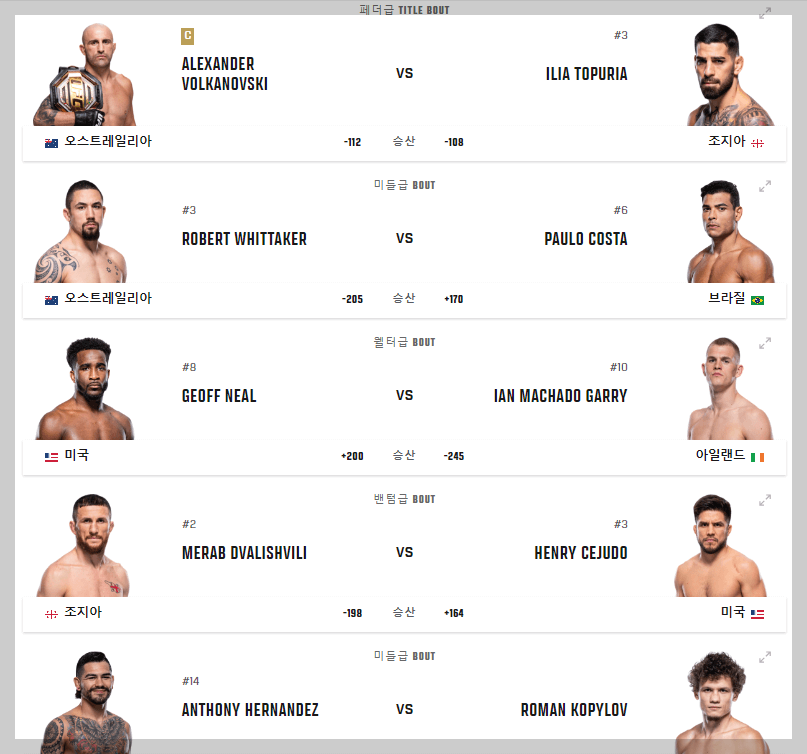 ufc 298 대진