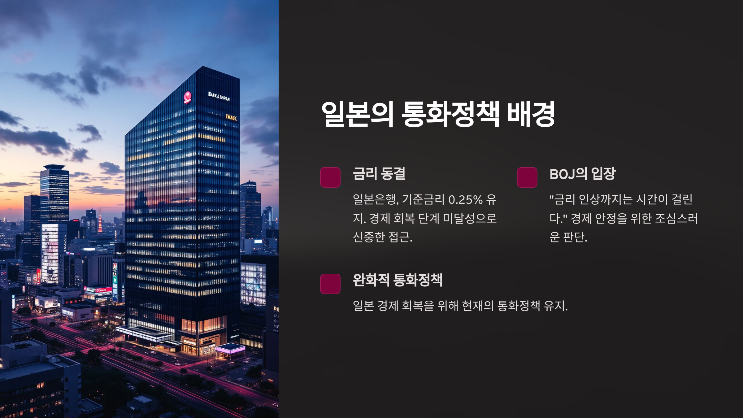 일본의 통화정책 배경