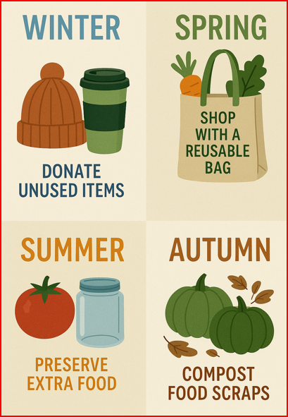 게절별 제로 웨이스트 실천 방법을 보여주는 사진